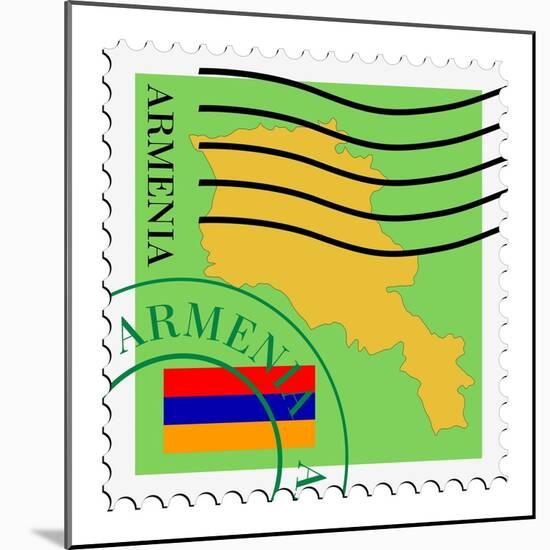 Stamp with Map and Flag of Armenia-Perysty-Mounted Art Print