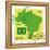 Stamp With Map And Flag Of Brazil-Perysty-Framed Stretched Canvas