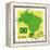 Stamp With Map And Flag Of Brazil-Perysty-Framed Stretched Canvas