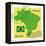 Stamp With Map And Flag Of Brazil-Perysty-Framed Stretched Canvas