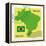 Stamp With Map And Flag Of Brazil-Perysty-Framed Stretched Canvas