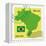 Stamp With Map And Flag Of Brazil-Perysty-Framed Stretched Canvas