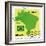 Stamp With Map And Flag Of Brazil-Perysty-Framed Art Print