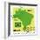 Stamp With Map And Flag Of Brazil-Perysty-Framed Art Print