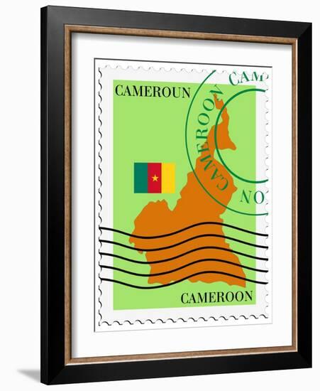 Stamp with Map and Flag of Cameroon-Perysty-Framed Premium Giclee Print