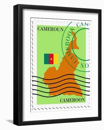 Stamp with Map and Flag of Cameroon-Perysty-Framed Premium Giclee Print