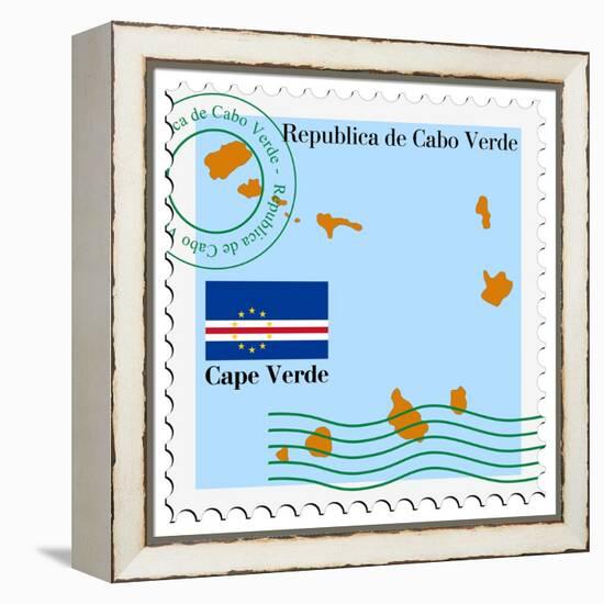 Stamp with Map and Flag of Cape Verde-Perysty-Framed Stretched Canvas