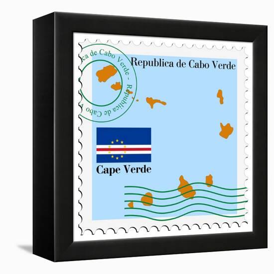 Stamp with Map and Flag of Cape Verde-Perysty-Framed Stretched Canvas