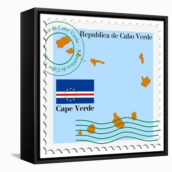 Stamp with Map and Flag of Cape Verde-Perysty-Framed Stretched Canvas