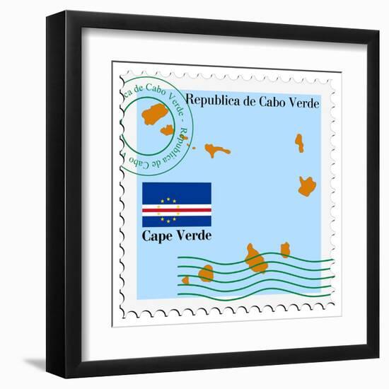 Stamp with Map and Flag of Cape Verde-Perysty-Framed Art Print