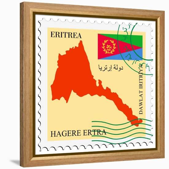 Stamp with Map and Flag of Eritrea-Perysty-Framed Stretched Canvas