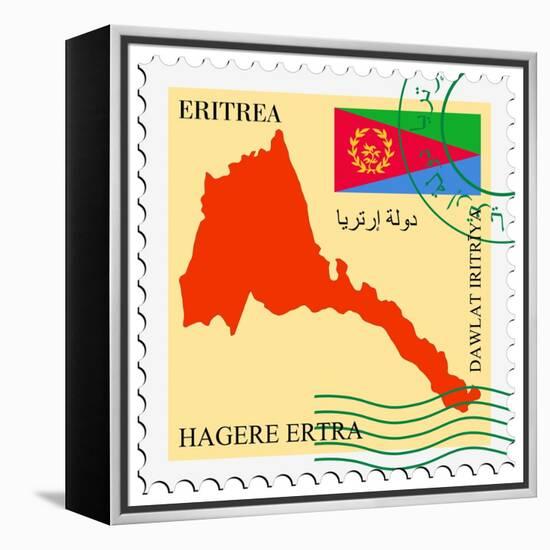 Stamp with Map and Flag of Eritrea-Perysty-Framed Stretched Canvas