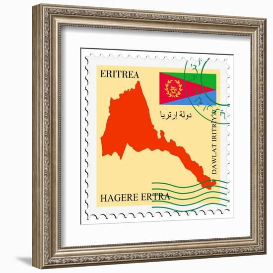 Stamp with Map and Flag of Eritrea-Perysty-Framed Art Print