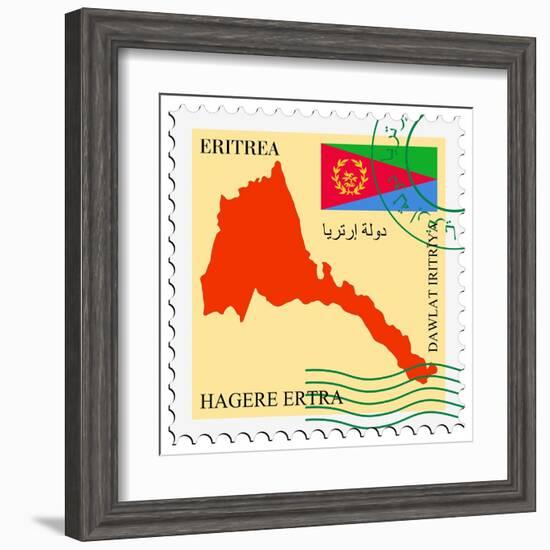 Stamp with Map and Flag of Eritrea-Perysty-Framed Art Print