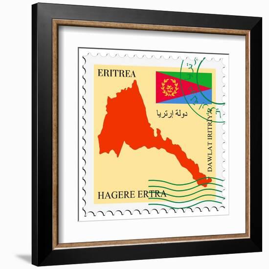 Stamp with Map and Flag of Eritrea-Perysty-Framed Art Print