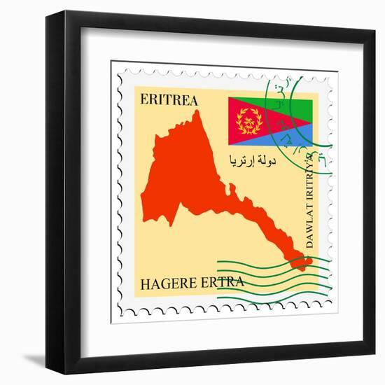 Stamp with Map and Flag of Eritrea-Perysty-Framed Art Print