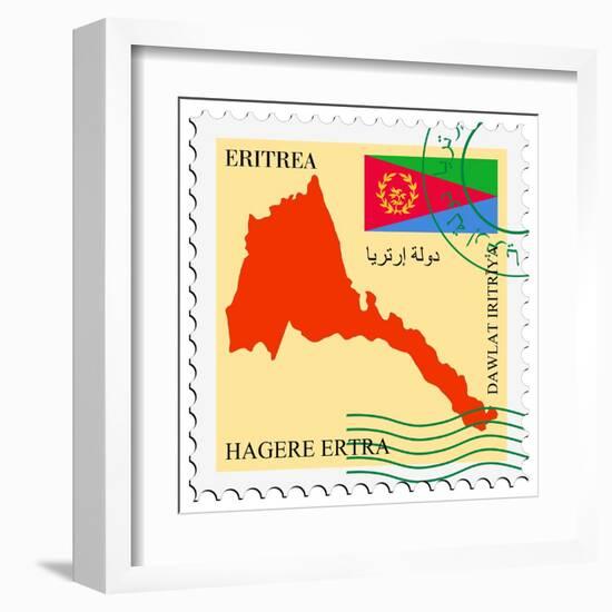 Stamp with Map and Flag of Eritrea-Perysty-Framed Art Print