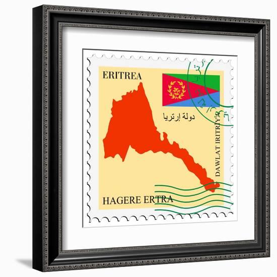 Stamp with Map and Flag of Eritrea-Perysty-Framed Art Print