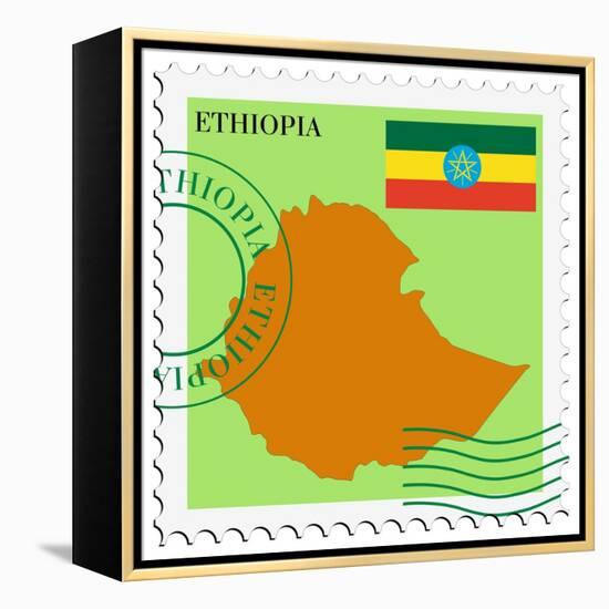 Stamp with Map and Flag of Ethiopia-Perysty-Framed Stretched Canvas