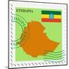 Stamp with Map and Flag of Ethiopia-Perysty-Mounted Art Print