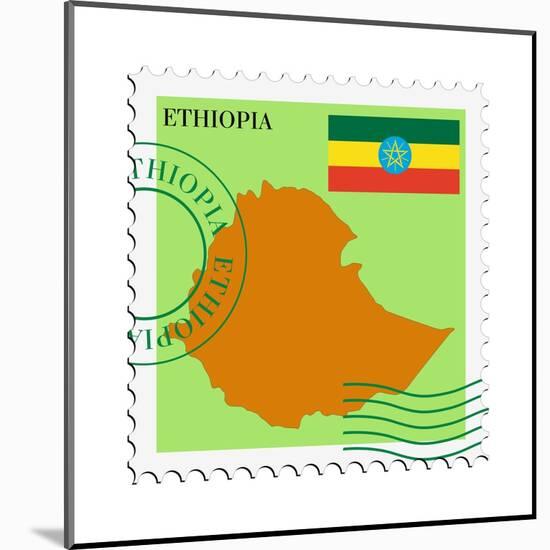 Stamp with Map and Flag of Ethiopia-Perysty-Mounted Art Print