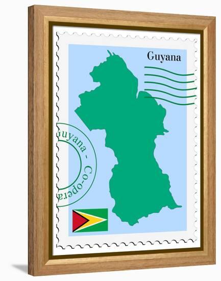 Stamp with Map and Flag of Guyana-Perysty-Framed Stretched Canvas