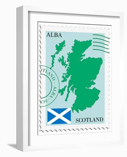 Stamp with Map and Flag of Scotland-Perysty-Framed Art Print
