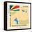 Stamp with Map and Flag of Seychelles-Perysty-Framed Stretched Canvas