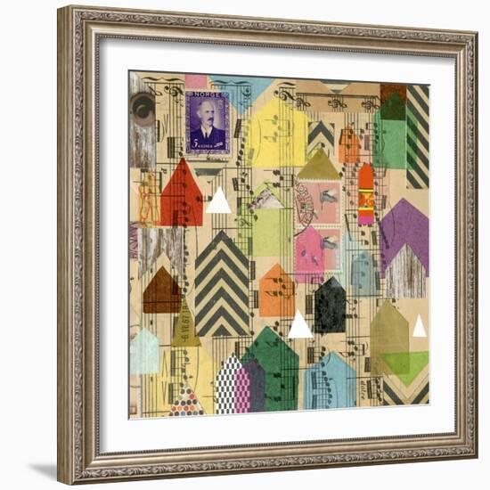 Stamped Houses II-Nikki Galapon-Framed Art Print