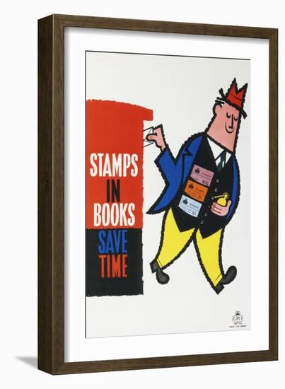 Stamps in Books Save Time-null-Framed Art Print