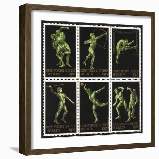 Stamps Marking Germany 1916 Berlin Olympic Games, With Various Events Represented-null-Framed Giclee Print