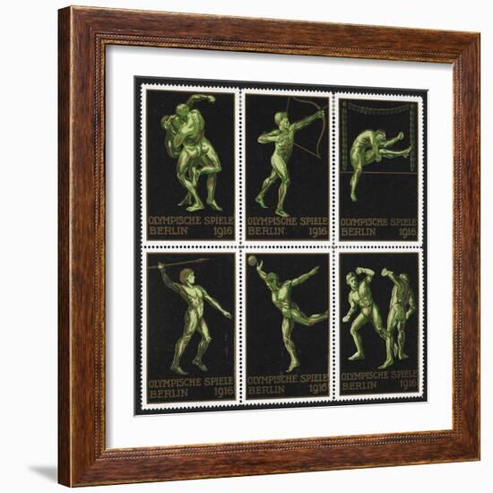 Stamps Marking Germany 1916 Berlin Olympic Games, With Various Events Represented-null-Framed Giclee Print