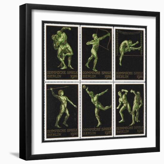 Stamps Marking Germany 1916 Berlin Olympic Games, With Various Events Represented-null-Framed Giclee Print