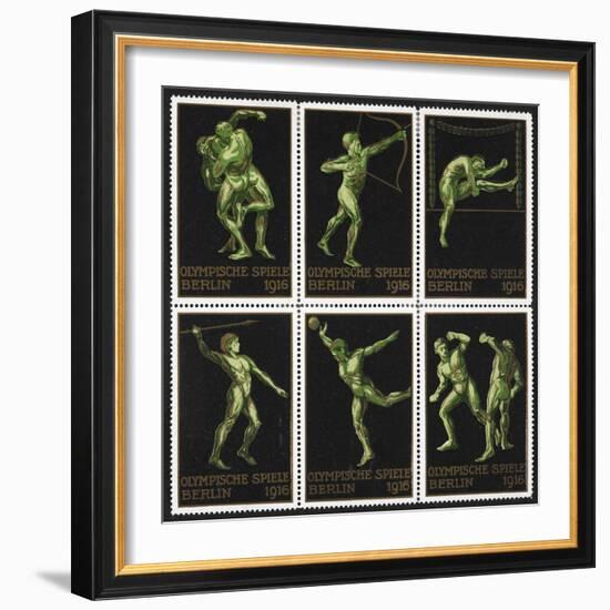 Stamps Marking Germany 1916 Berlin Olympic Games, With Various Events Represented-null-Framed Giclee Print