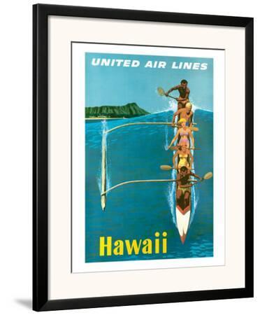Hawaii United Air Lines Lei Girl Travel Aloha Stan Galli Vintage Poster Print