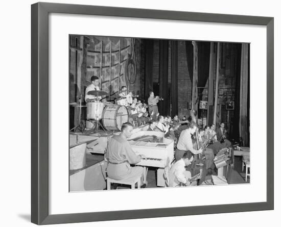 Stan Kenton, Laurindo Almeida, Eddie Safranski, Bob Cooper, Art Pepper, Shelly Manne et al-William Paul Gottlieb-Framed Photographic Print