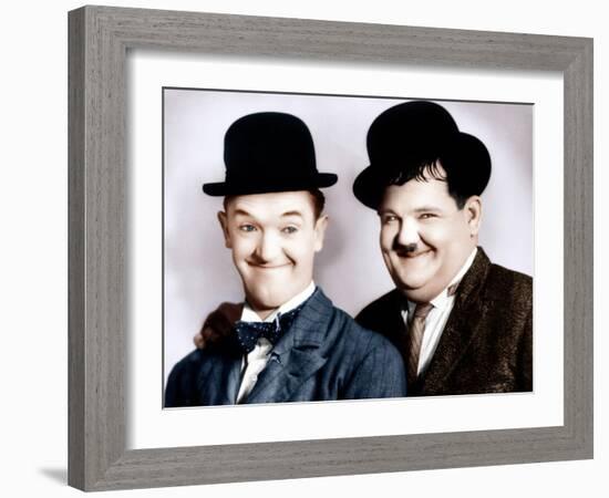 Stan Laurel, Oliver Hardy, ca. 1930s-null-Framed Photo