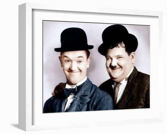 Stan Laurel, Oliver Hardy, ca. 1930s-null-Framed Photo