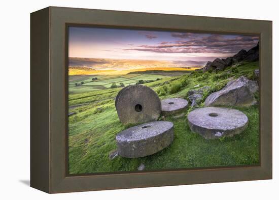 Stanage Edge Millstones at Sunrise, Peak District National Park, Derbyshire-Andrew Sproule-Framed Premier Image Canvas