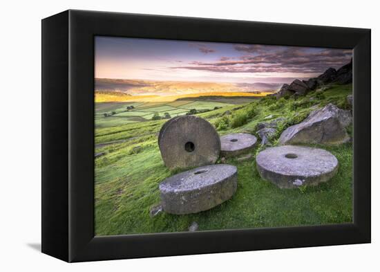 Stanage Edge Millstones at Sunrise, Peak District National Park, Derbyshire-Andrew Sproule-Framed Premier Image Canvas