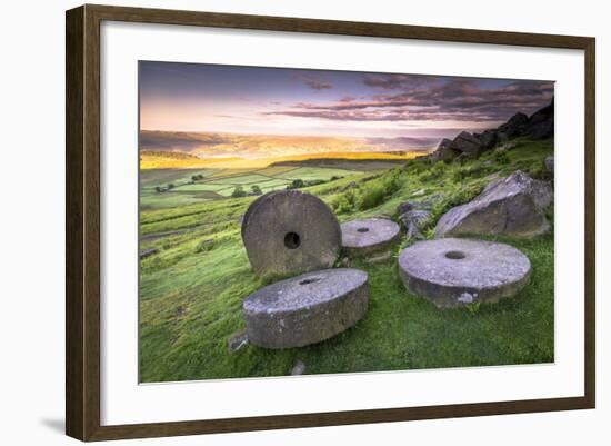 Stanage Edge Millstones at Sunrise, Peak District National Park, Derbyshire-Andrew Sproule-Framed Photographic Print