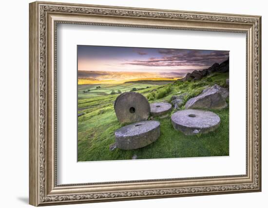 Stanage Edge Millstones at Sunrise, Peak District National Park, Derbyshire-Andrew Sproule-Framed Photographic Print