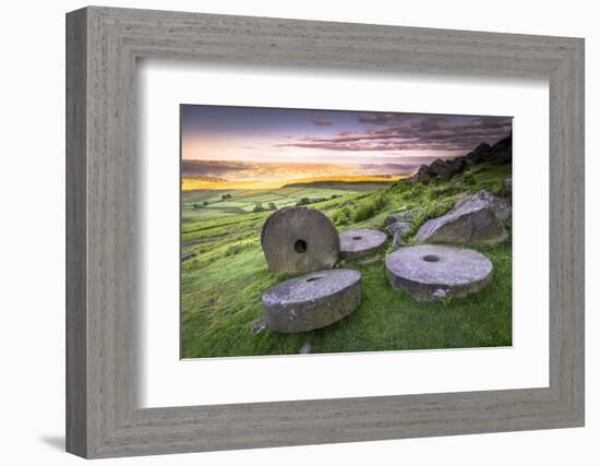 Stanage Edge Millstones at Sunrise, Peak District National Park, Derbyshire-Andrew Sproule-Framed Photographic Print