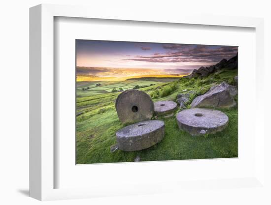 Stanage Edge Millstones at Sunrise, Peak District National Park, Derbyshire-Andrew Sproule-Framed Photographic Print