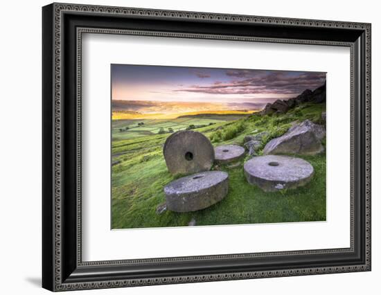 Stanage Edge Millstones at Sunrise, Peak District National Park, Derbyshire-Andrew Sproule-Framed Photographic Print