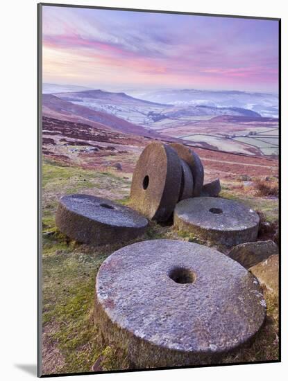 Stanage Edge Wheelstones (Millstones) and Frosty Winter Moorland Sunrise, Peak District National Pa-Neale Clark-Mounted Photographic Print