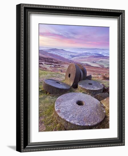 Stanage Edge Wheelstones (Millstones) and Frosty Winter Moorland Sunrise, Peak District National Pa-Neale Clark-Framed Photographic Print