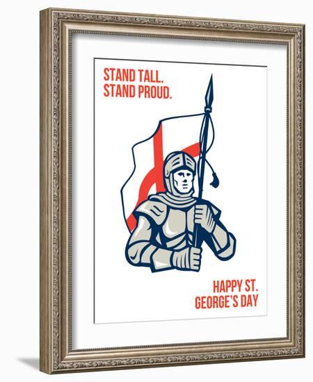 Stand Tall Proud English Happy St George Greeting Card-patrimonio-Framed Art Print