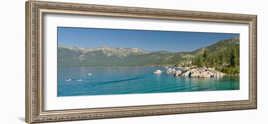 Stand-Up Paddle-Boarders Near Sand Harbor at Lake Tahoe, Nevada, USA-null-Framed Photographic Print