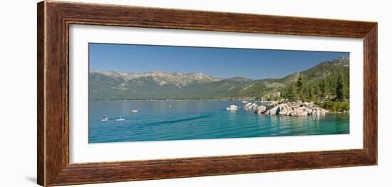 Stand-Up Paddle-Boarders Near Sand Harbor at Lake Tahoe, Nevada, USA-null-Framed Photographic Print